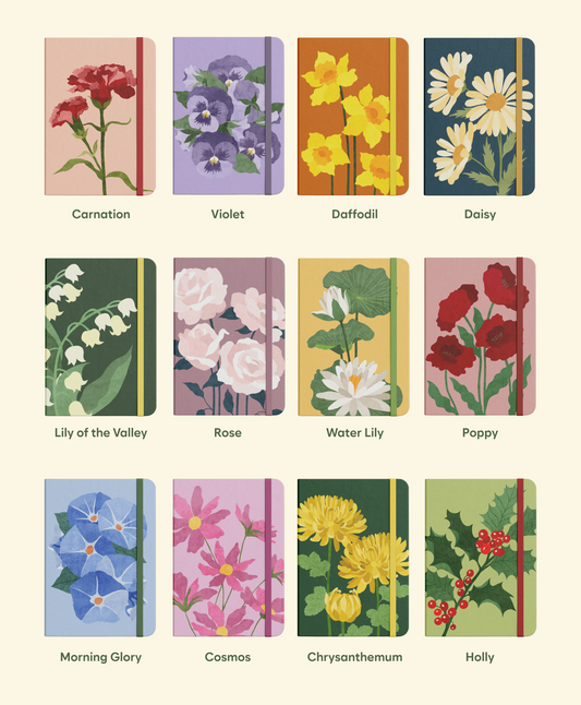 Set of 12 Birth Flower Journals