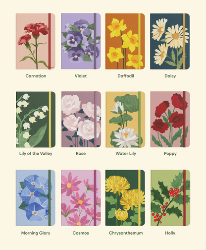 12-Pack Birth Flower Journal Set