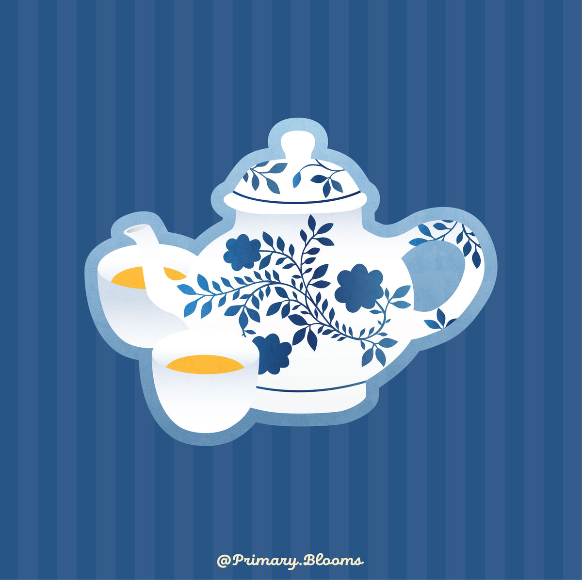 Blue Porcelain Tea Set Sticker