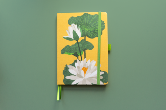 Water Lily Linen Journal | July Birth Flower