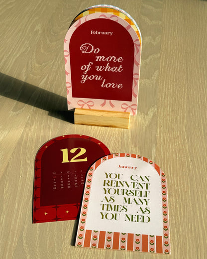 2026 Affirmations Calendar with Wood Stand